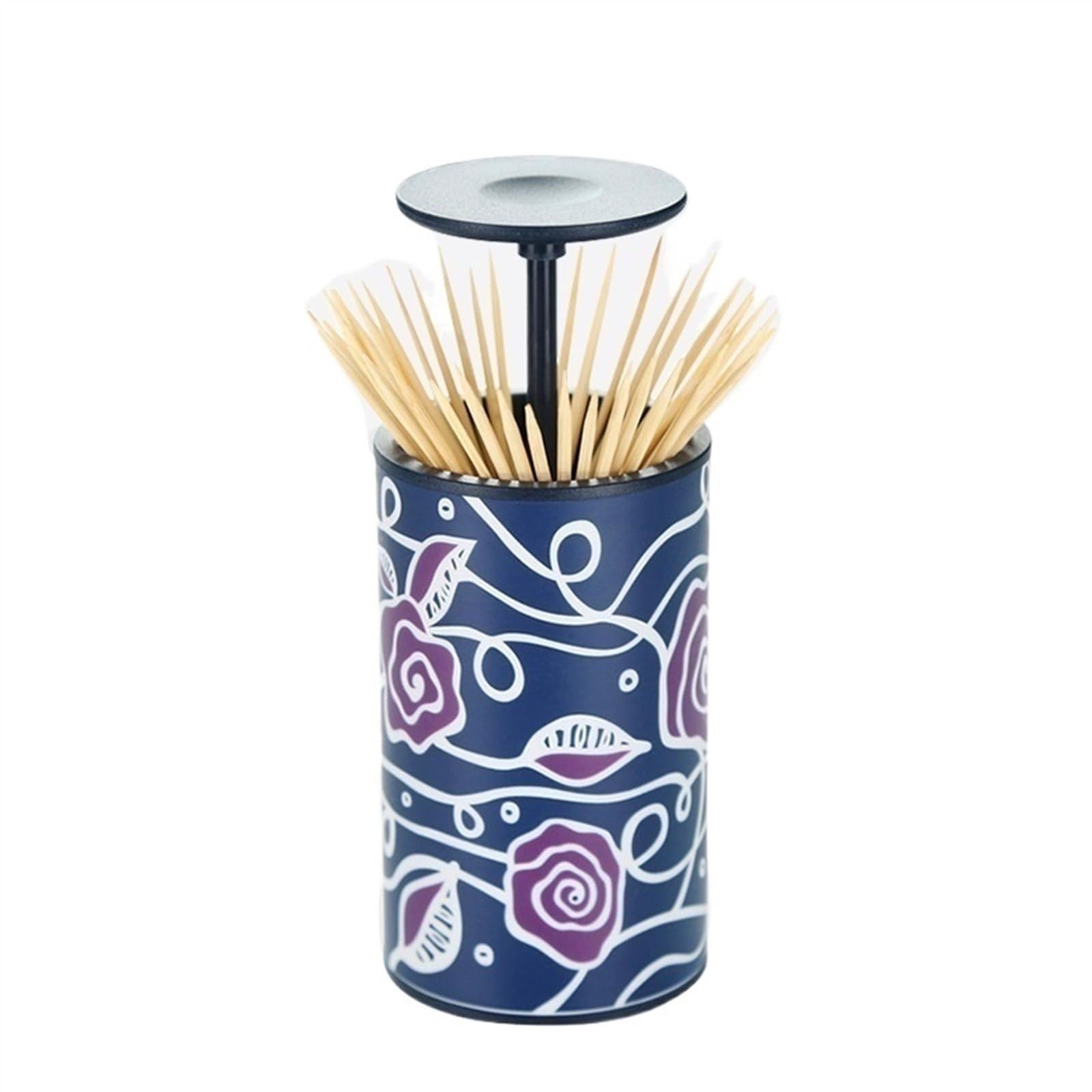 Wdwdw B Toothpicks Dispenser Toothpick Ox Simple Holder Automatic Fashion Press Pop-Up Two-In-One Cotton Swa Holder