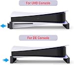 KZIOACSH Horizontal Stand for PS5 Disc & Digital Editions, No Screws Removable Stable PS5 Base Stand Anti-Slip Controller Storage Rack Console Host Display Holder for Sony PlayStation 5 Console,White