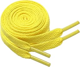 2 Pairs of Flat Laces of 8 mm Sport for Adult Sports Shoes Wear-resistant Present Yellow 100 cm
