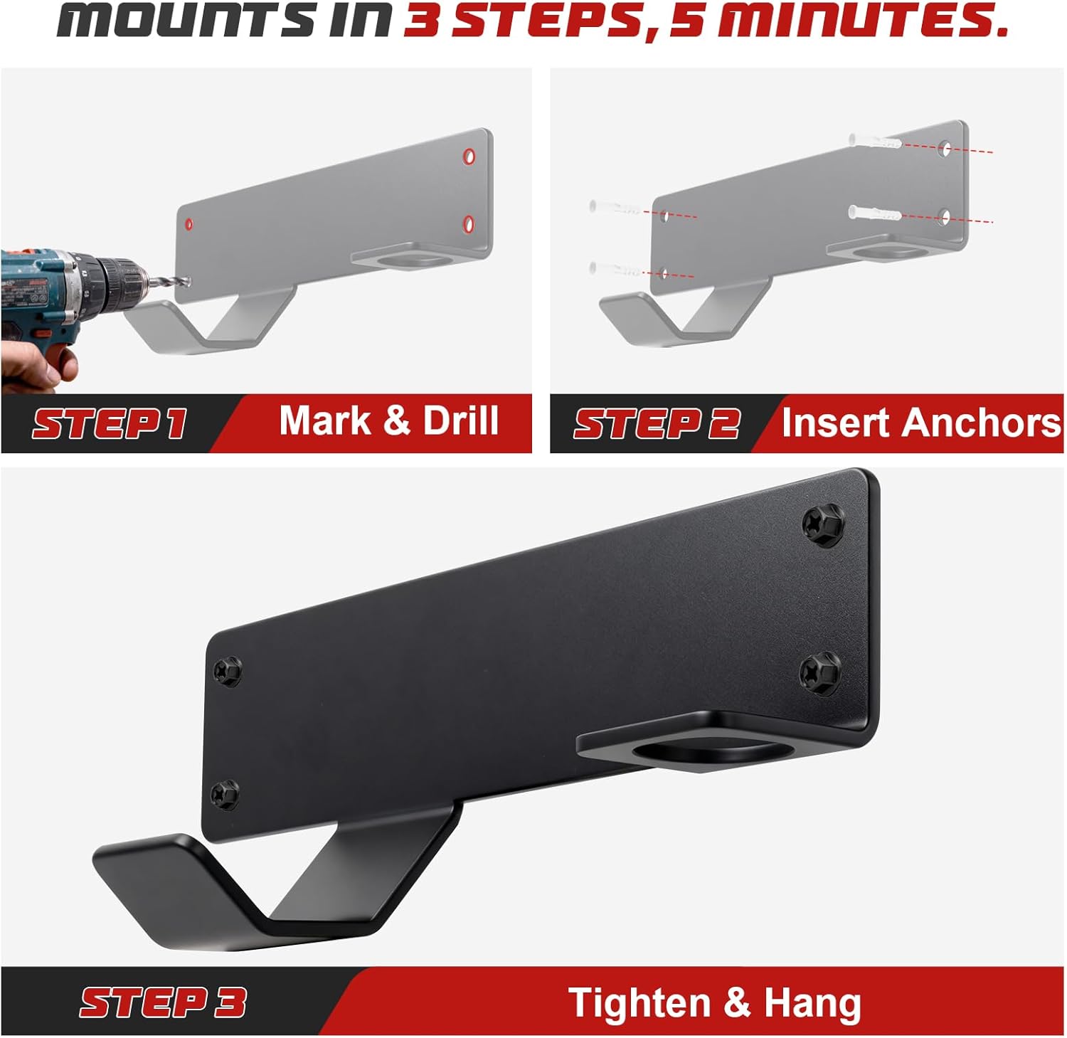 PIREKZUNT Jack Stand Wall Mount Rack Organizer, Heavy Duty Hydraulic Trolley Jack Storage Brackets, Garage Wall Mounted Tool Holder for Racing Car Trailer Truck Maintenance