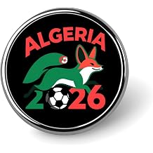 ZMYAPQO Algeria 2026 Soccer Football Badge Holder Round Badge Aluminum Alloy Butterfly Clasp Design Durable Decorative Pin for Clothes and Bags