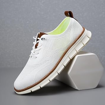 Breeze Shoes for Women, 2025 New Women Wearbreeze Sneakers, Urban - Ultra Comfortable Orthopedic Shoes Lightweight Breathable Mesh Oxfords Slip On Boat Shoe(White,42 EU)