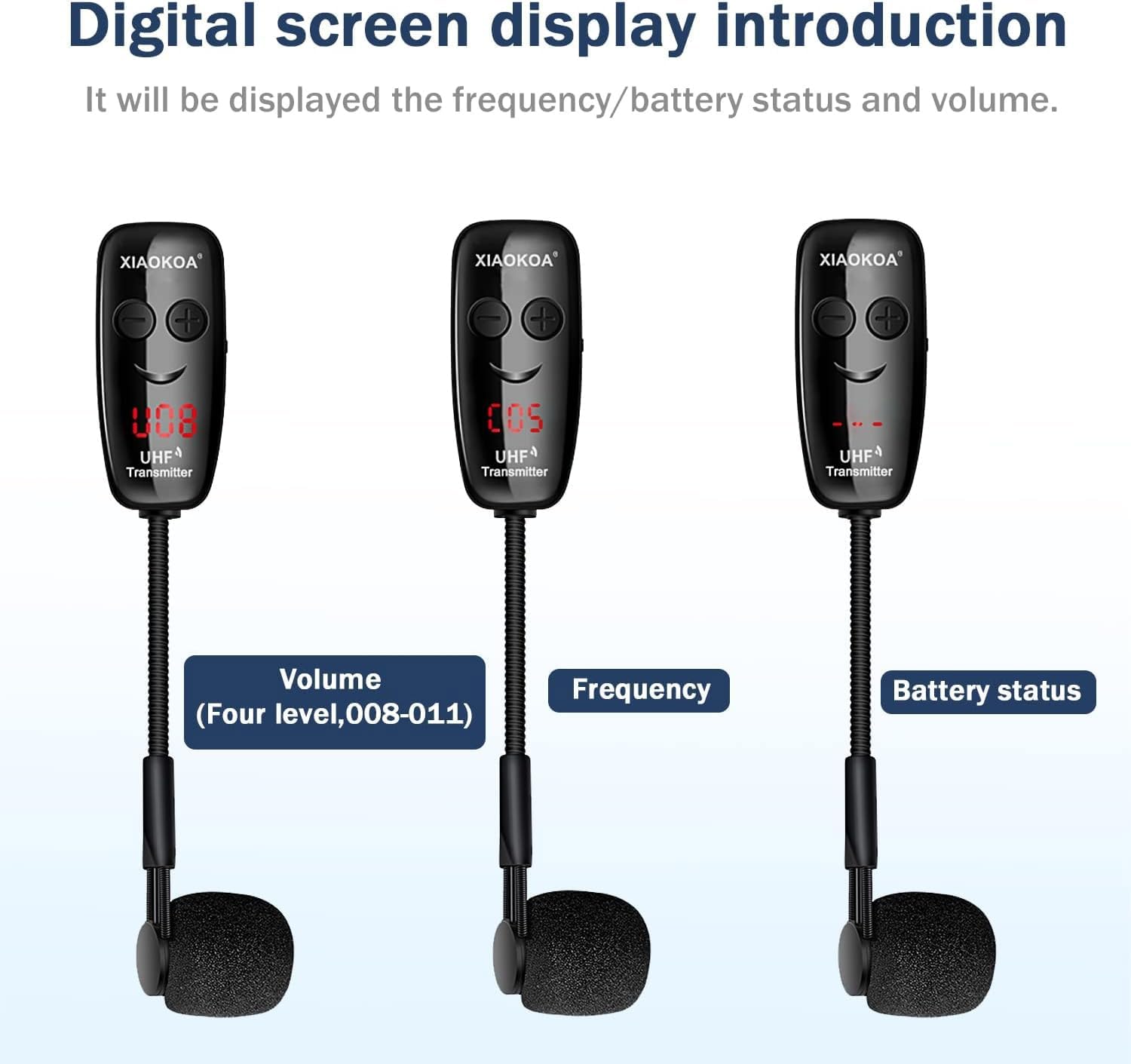 XIAOKOA Wireless Microphone for Saxophone, UHF Wireless Microphone for Musical Instruments, Wireless Receiver and Transmitter for Saxophone/Trumpet/Trombone/Clarinet