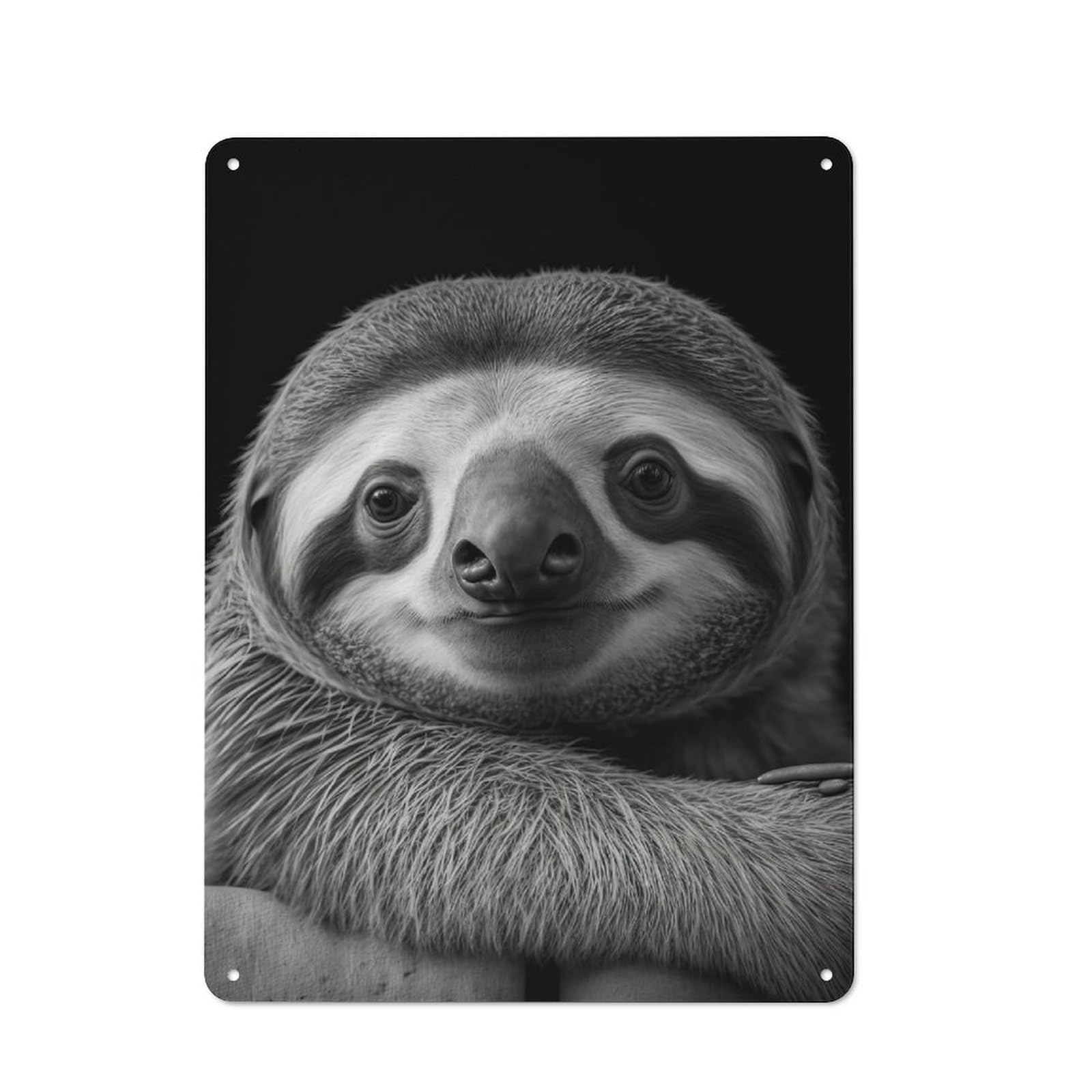 Junmoney Style-3 Tin Wall Plaque 40X30cm With Portrait Of A Sloth For Guest Room Or Hallway, For Updating Guest Room And Hallway After Moving
