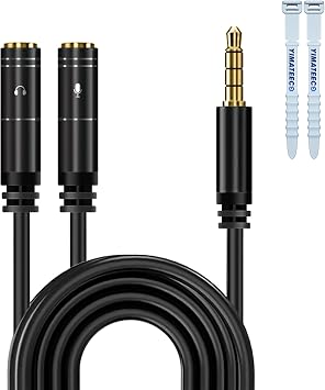 Headphone Splitter 3.5mm Audio Splitter, Audio Stereo Aux Extension Cable Male to Female Dual Headphone Adapter Jack for Laptop Gaming Headset 1M/39IN, Male to 2 Female, Black