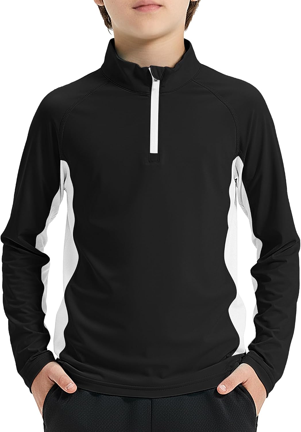 Rolanko Boys UPF 50+ Rash Guard 1/4 Zip Swim Shirt