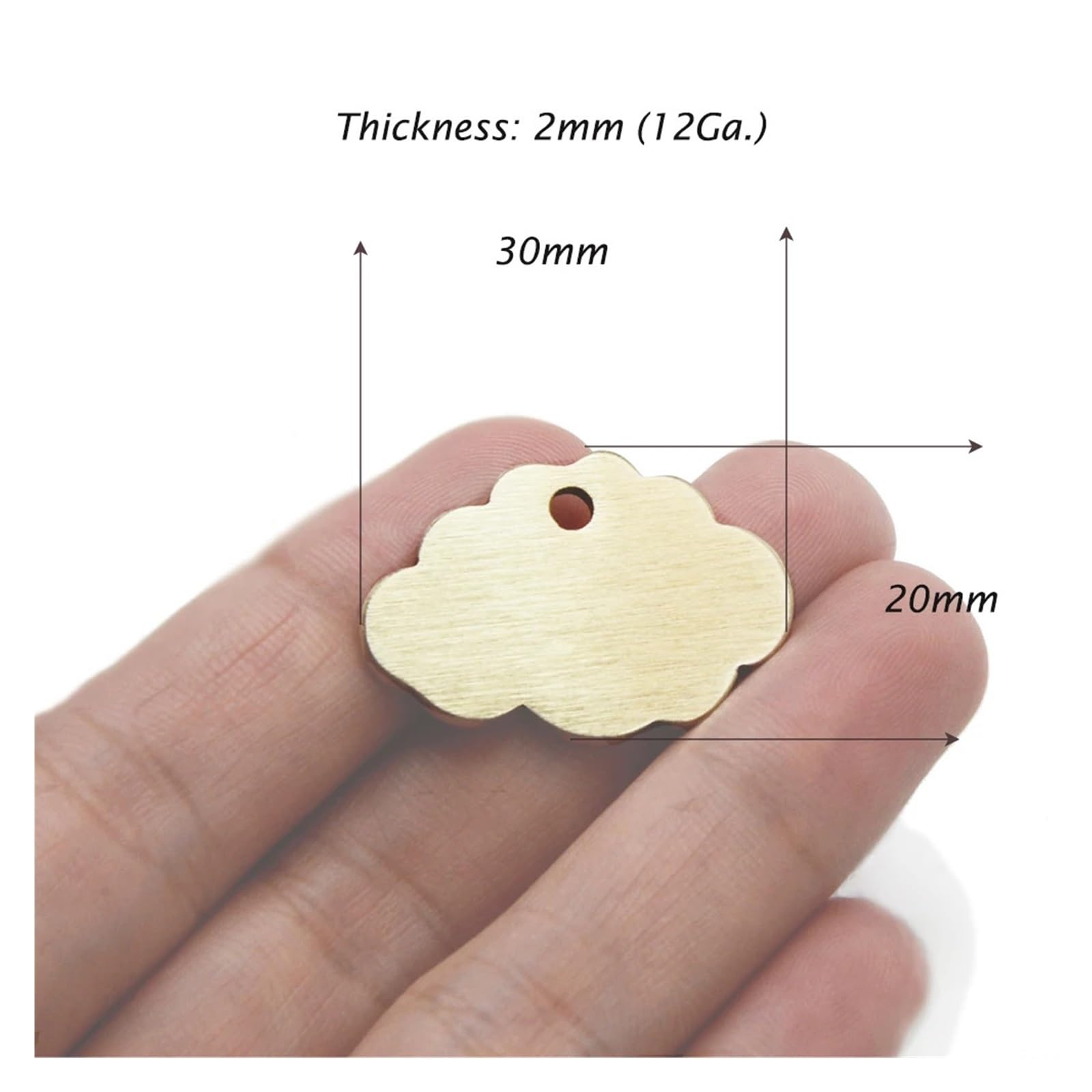 Messingplaketten 10 Stück Messing-Wolkenrohlinge, Metall-Stanzetiketten | Gravur von Schlüsselanhängern, 30 mm x 20 mm