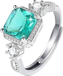 Engagement Ring, Promise Eternity Ring for Women, Radiant Cut Cubic Zirconia CZ Wedding Promise Rings,Jewelry Gift,Friendship Promise Fashion Jewelry Valentine Gifts for Women