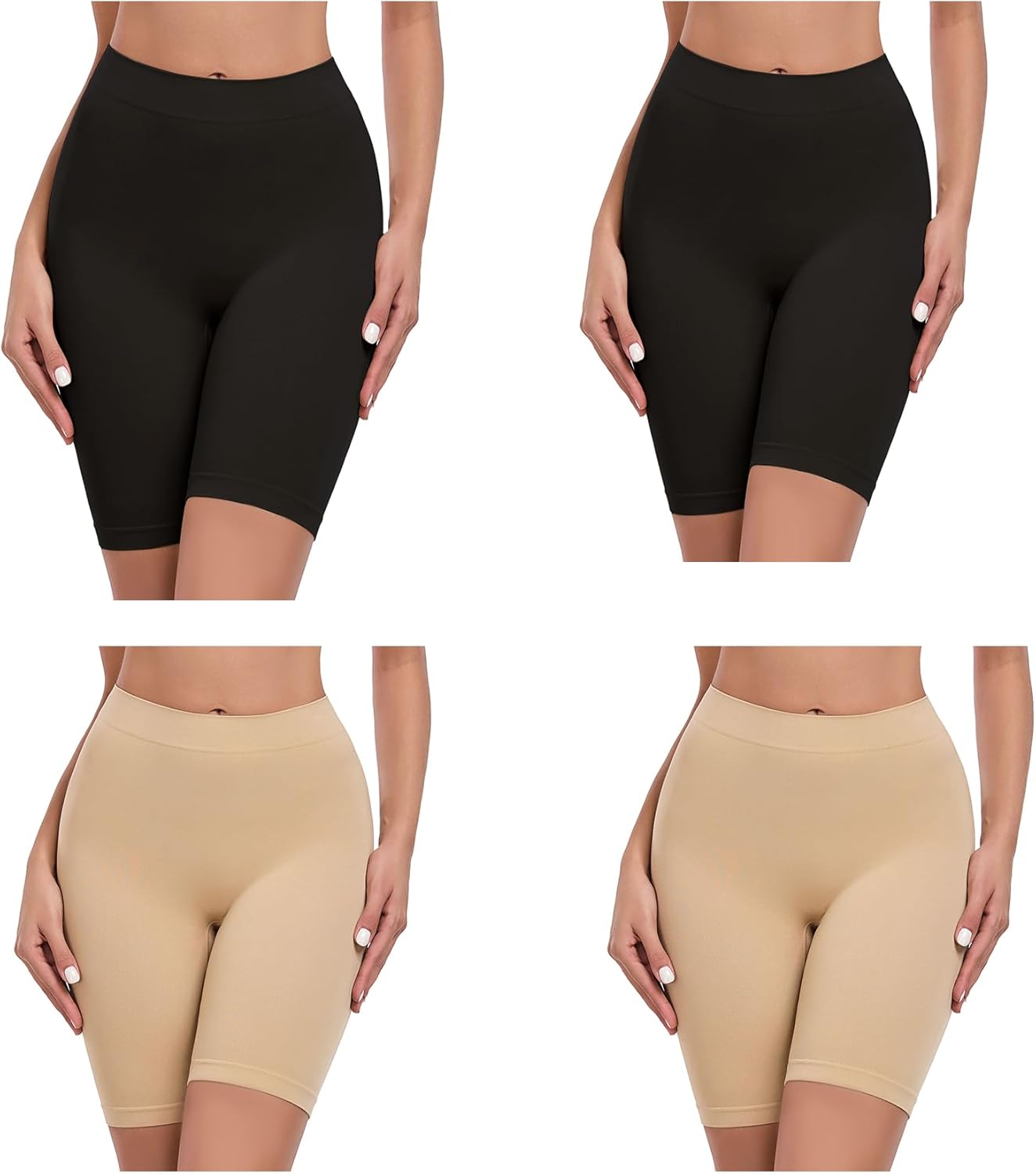 4 Pack Slip Shorts for Women Smoothing Yoga Shorts Underwear for Under Skirt Dresses