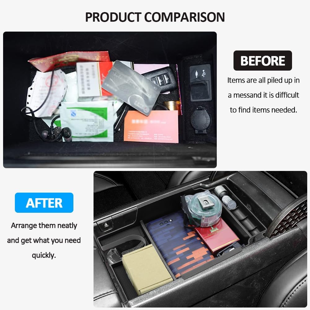 Center Console Organiser Storage Tray Compatible with Lexus RX 2022 Accessories 2022 2021-2016 RX200t RX350 RX400h RX450h Armrest Secondary Storage Box Insert Tray