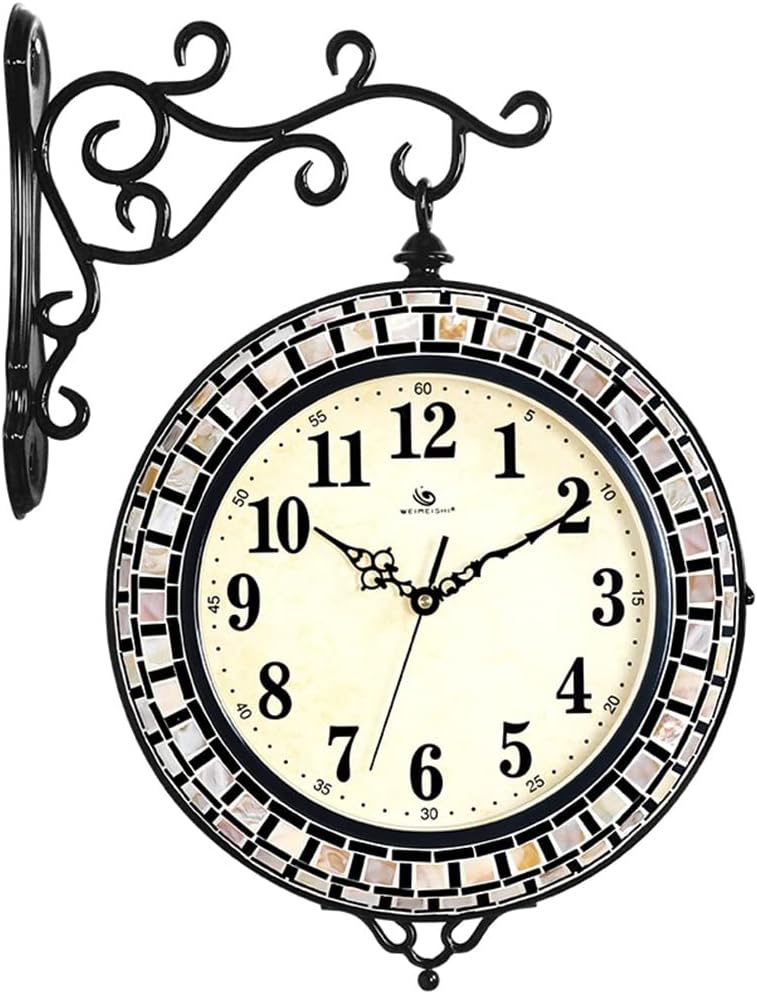 Double Sided Waterproof Clock Mosaic Battery Operated Wall