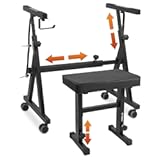 STRICH Piano Keyboard Stand Stool Set&comma; Portable Heavy Duty Stand for 54-88 Key Electric Digital Pianos & Adjustable Piano Bench&comma; Chair&comma; Black&comma; SKT-02 & SPB-M50