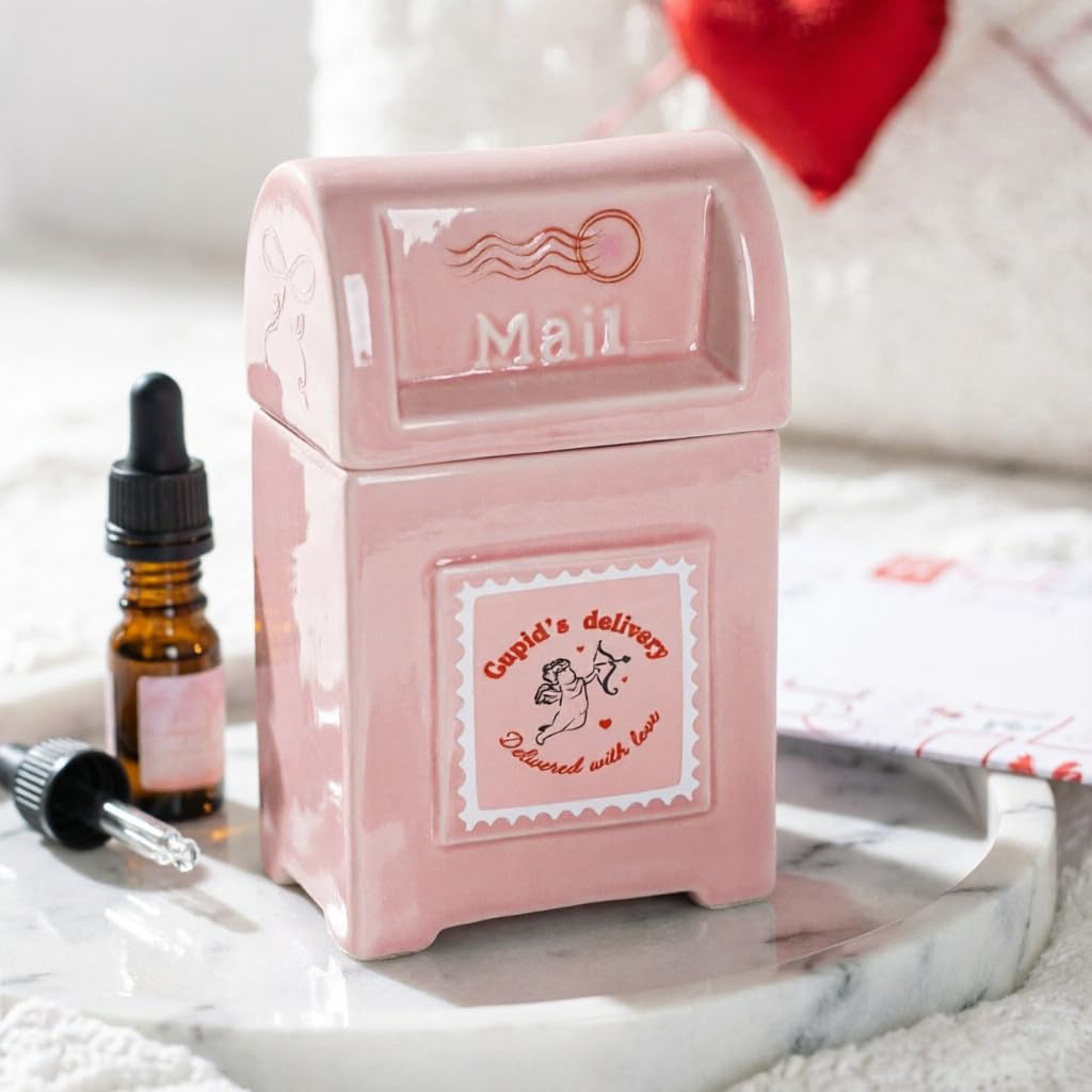 CHACH Wax Burner, Pink Cupid's Delivery Valentine Postbox Oil Burner, Wax Melts Tea light Holder, Home Fragtance Oil Burners, Aroma Diffusers, Aromatherapy Accessories
