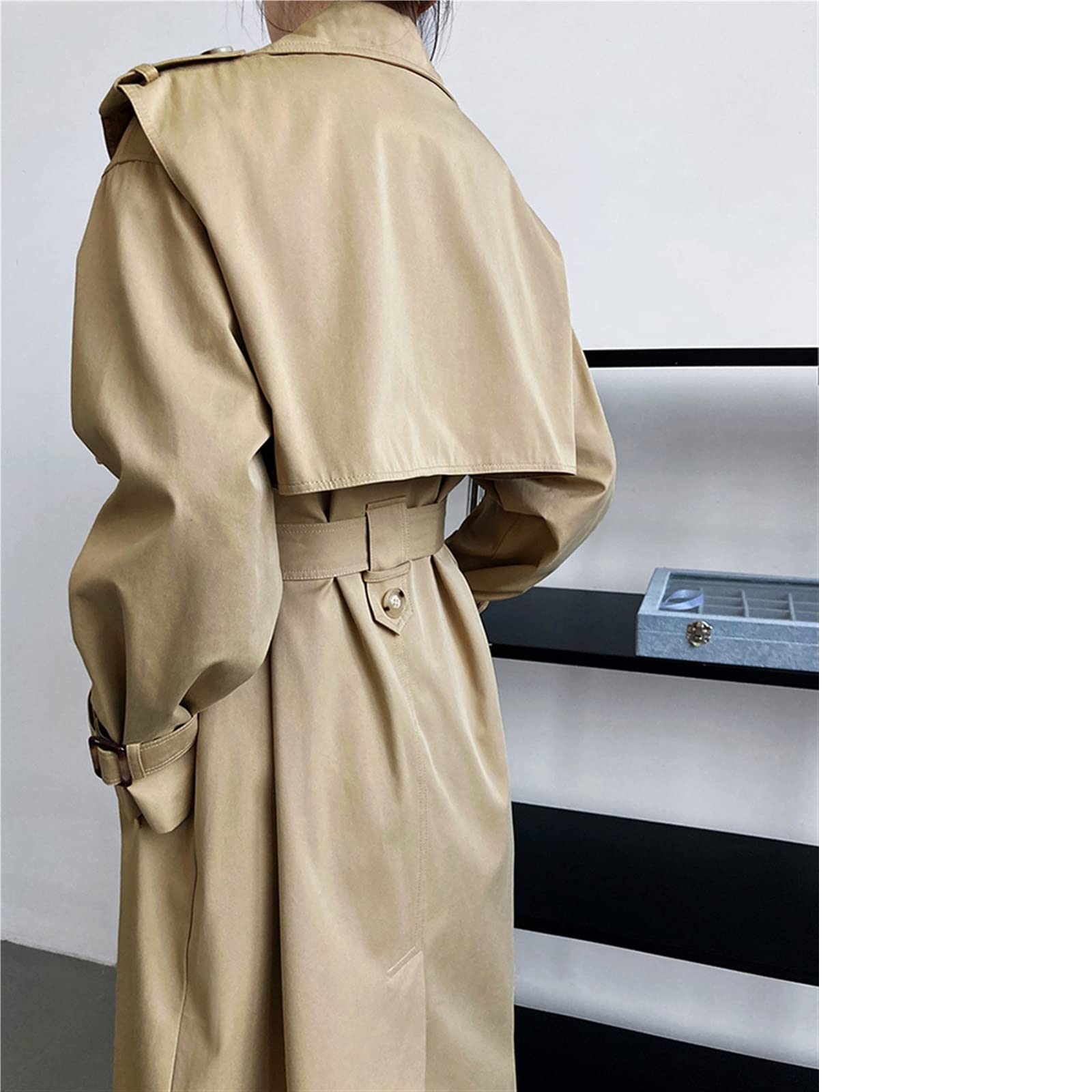 Manteau Imperméable Femme Trench Femme PAIDAXING Long - Double Boutonnage - Ceinture Incluse - Coupe-Vent - Automne/Hiver - 100% Polyester Trench Extra Long Femme