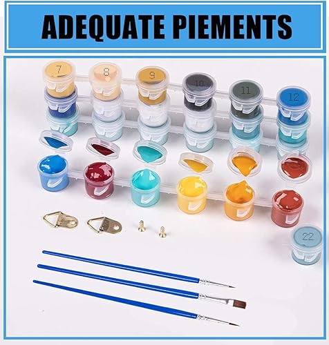 Miniatura 6 de Pintura por números para adultos  Pintura para adultos por número para adultos lienzo fácil  bosque atardecer paisaje pintura por números para