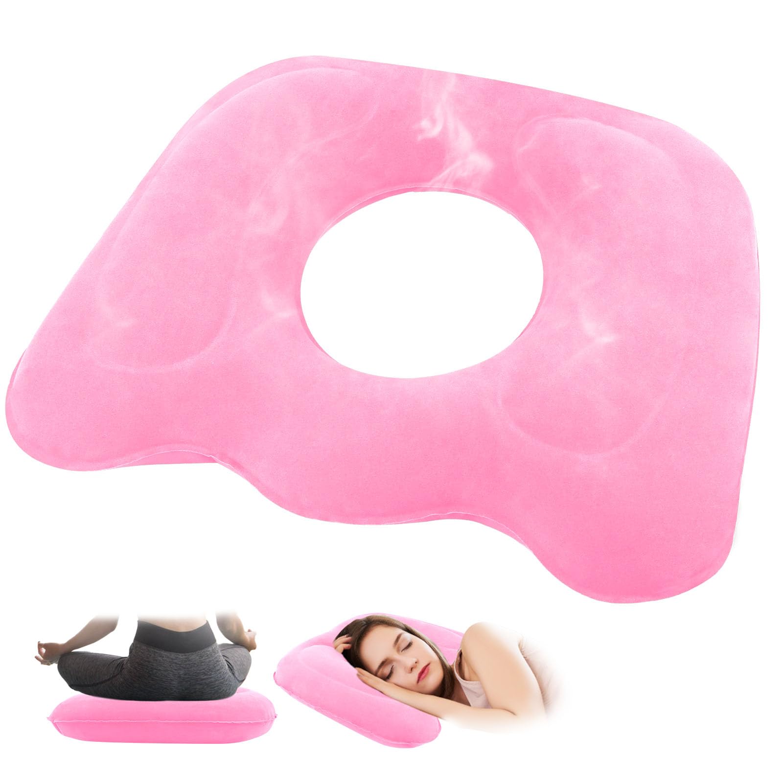 Lwmtt Pink Inflatable Orthopaedic Seat Cushion, Anti-Bedsore Cushion, Office Chair Cushion, Inflatable Hemorrhoid Cushion For Office Chair, Car, Wheelchair, Pregnancy, Coccix And Sciatica (Pink)