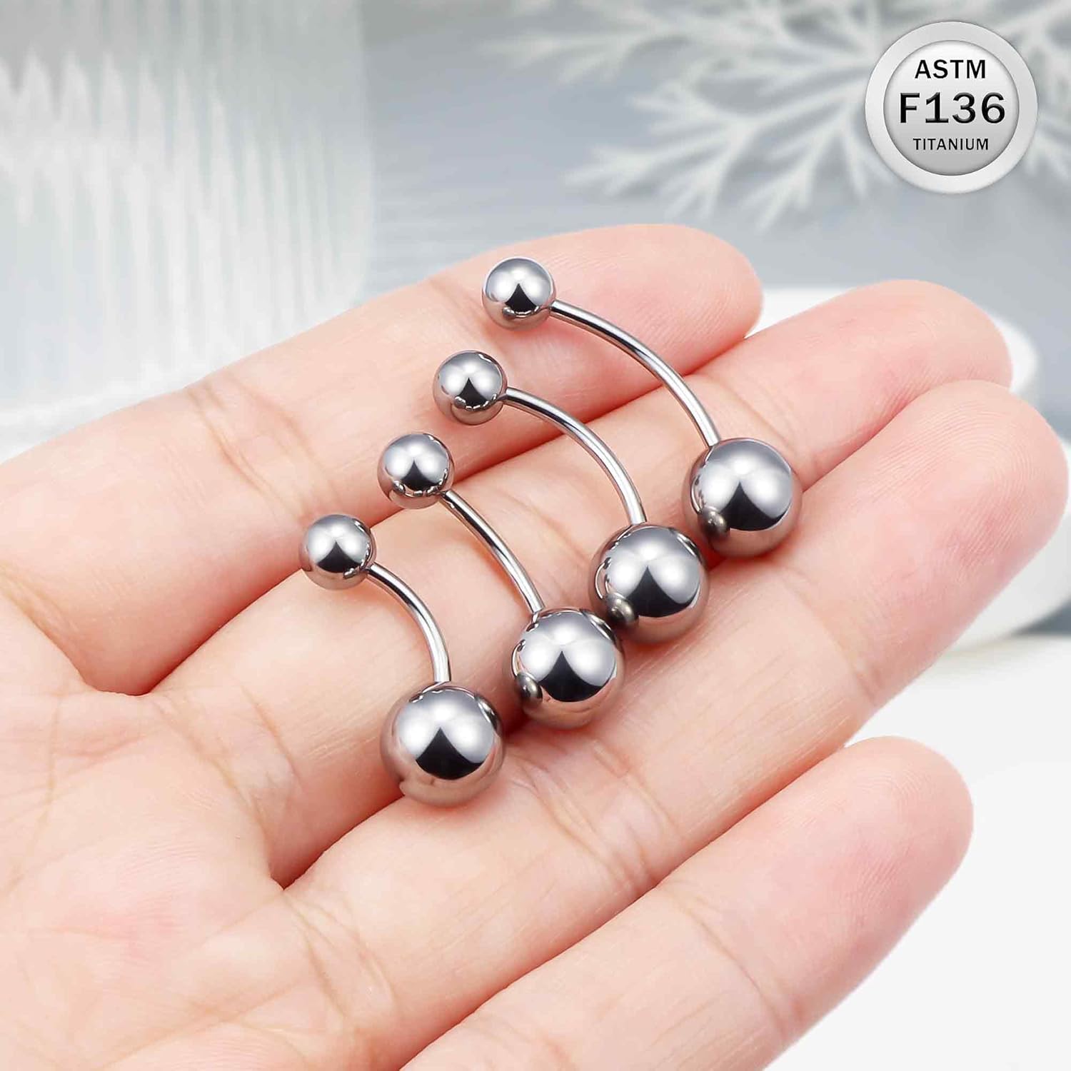 Ruifan ASTM F136 Titanium Belly Button Rings 16G 14G Ball Belly Navel Rings 6mm 8mm 10mm 12mm 14mm Bar Body Piercing Jewelry Navel Ring For Women - Image 4
