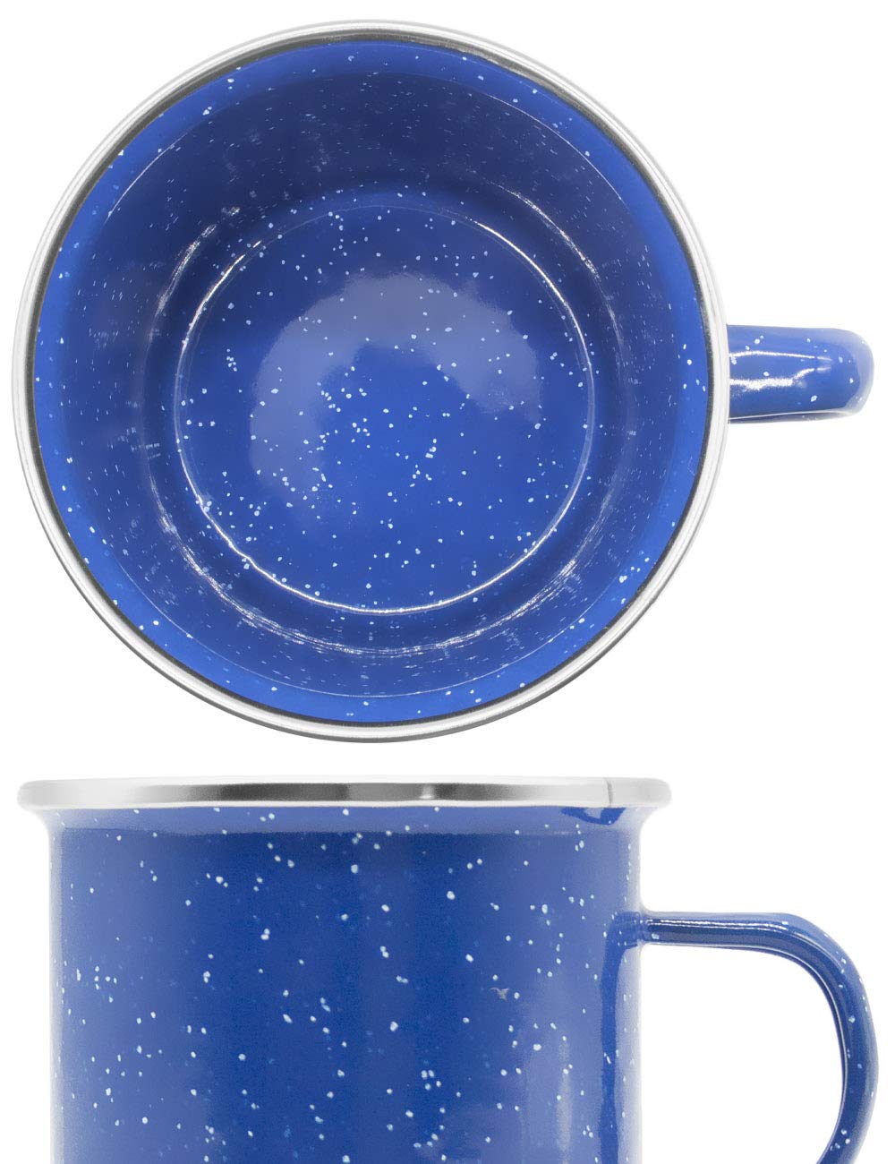 Tazza smaltata, da campeggio, infrangibile, blu classico, con pois, 300 ml