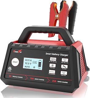 TowerTop 2/10/25 Amp 12V Smart Car Battery Charger, Fully Automatic Battery Maintainer with Engine Start, Auto Desulfator, Battery Repair, Winter Mode, for AGM, STD, Gel, Deep Cycle Batteries