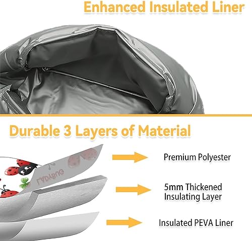 Miniatura 5 de Lonchera con aislamiento para niños, con correa para el hombro, lonchera aislada para niños, color blanco, reutilizable, para la escuela