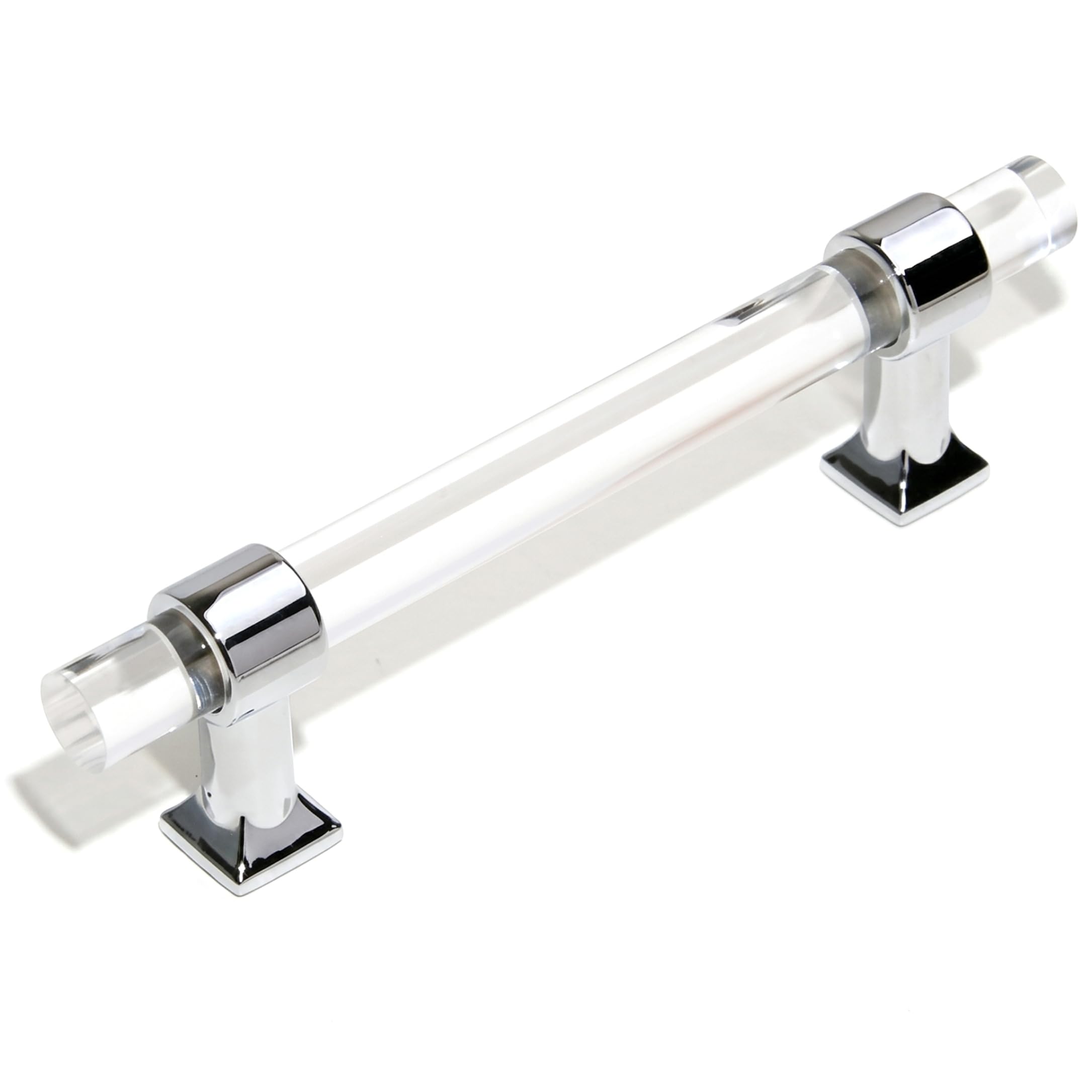 Tsawntd Silver Acrylic Drawer Pulls Transparent Acrylic & Zinc Alloy Modern Cabinet Handles For Kitchen, Dressers,