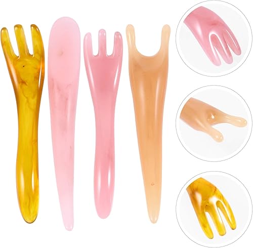 Miniatura 3 de Healifty 4 piezas portátil aliviar el cuerpo herramienta natural palo tablero garra cuero cabelludo gua raspado punto relajante piel guasha -garra