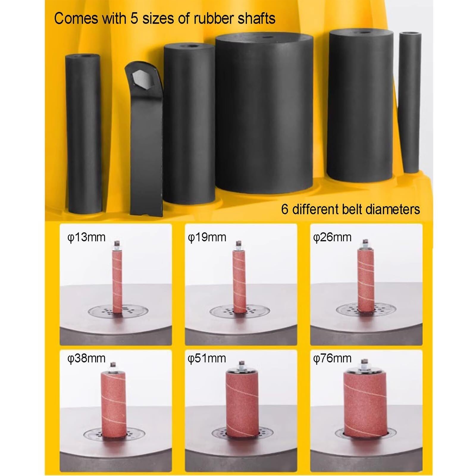 Lijadora de husillo oscilante, lijadora de columna eléctrica de 450 W con 5 manguitos de lijado y 3 juegos de papel de lija, lijadora de tambor telescópica vertical, para carpintería