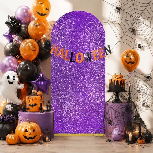 Image of Purple Arch Cover 7.2 ft Sequin Arch Backdrop Cover Balloon Arch Cover Party Background for Birthday Party Ceremony Graduation Banquet Decoration