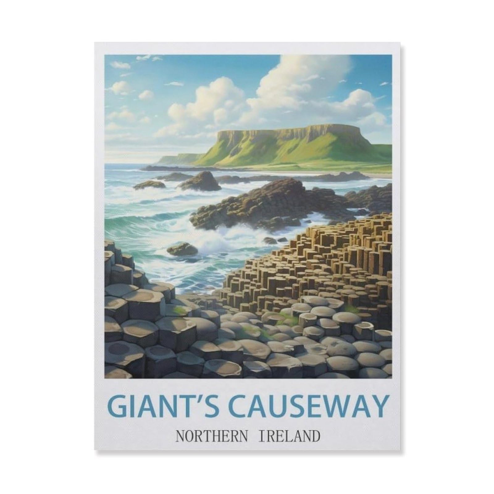 Giant's Causeway Northern Ireland，Metal Tin Sign,For Farmhouse Home Bathroom Garage Cafe Office Kitchen Restaurant Man Cave Vintage Art Wall Decor Poster(30x40cm）12x16 inch-EI62