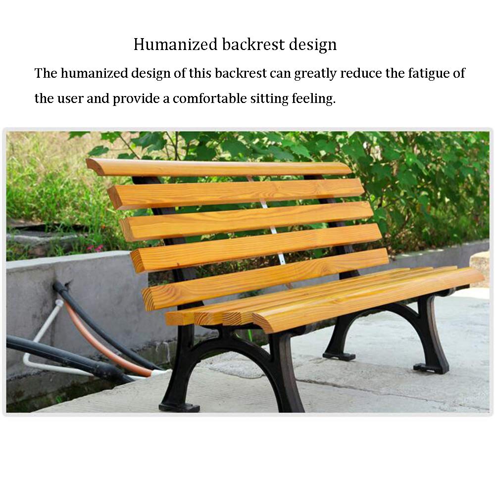 Banco de jardín para terraza, Banco de Exterior, Banco Infantil con Respaldo, Silla de jardín, Capacidad para 2-3 Personas, Banco de jardín de Hierro Fundido anticorrosivo de Madera Maciza,