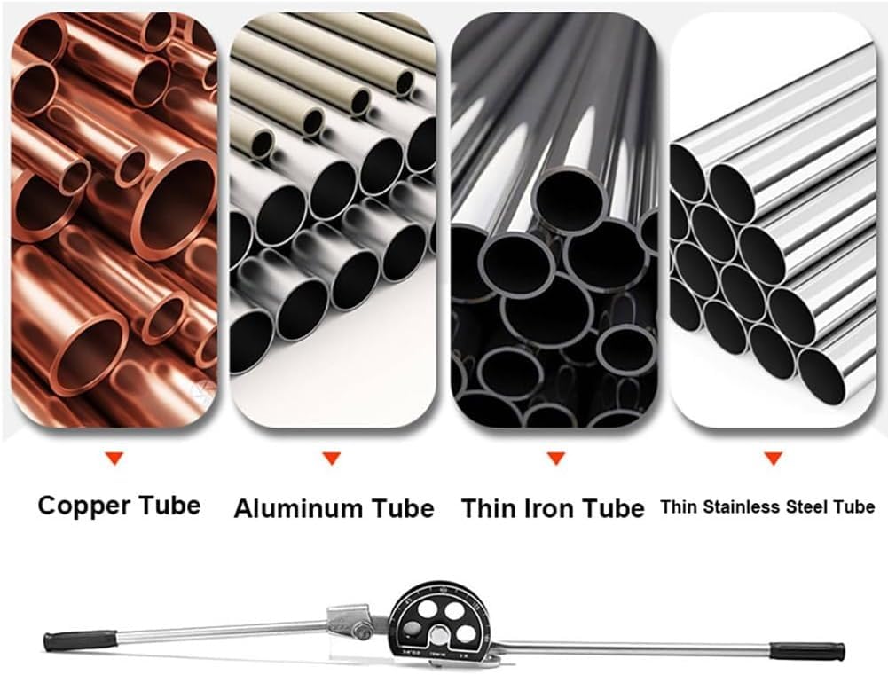 Piegatubi manuale per tubi in rame e alluminio, curva a 180 gradi, adatta per riparazione HVAC e refrigerazione, compatibile con tubi OD da 1/2 a 7/8 pollici
