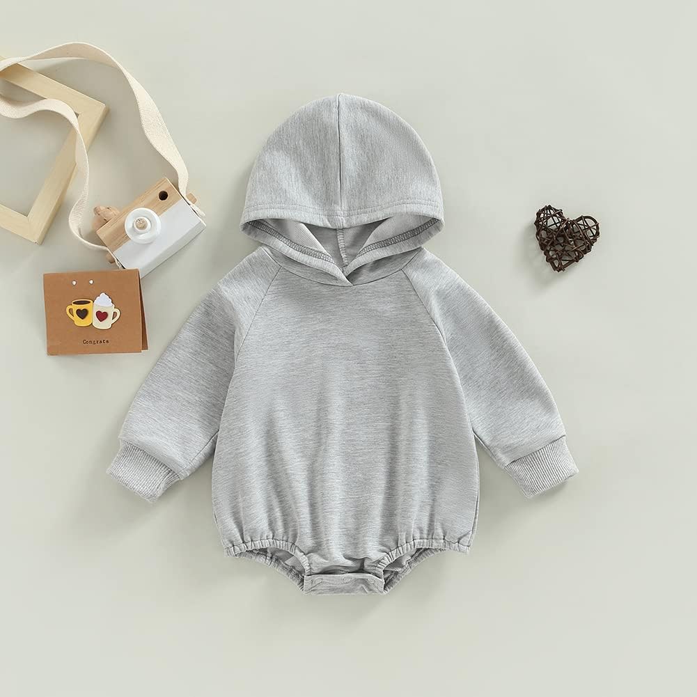 Thorn Tree Newborn Baby Boys Hooded Sweatshirt Long Sleeve Solid Romper Infant Baby Fall Winter Spring Outfits - Image 2