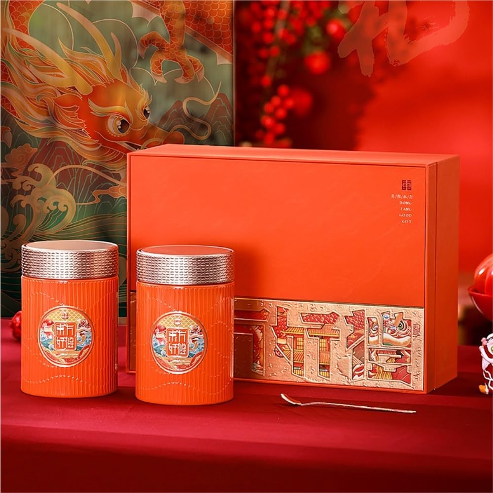 Juego De Té Lata de Almacenamiento de té Suelto, Lata Redonda, Lata sellada for Cocina, Lata vacía, Juego de té Retro, Juego de Caja de Regalo de Lata Doble Tarro para Guardar Té