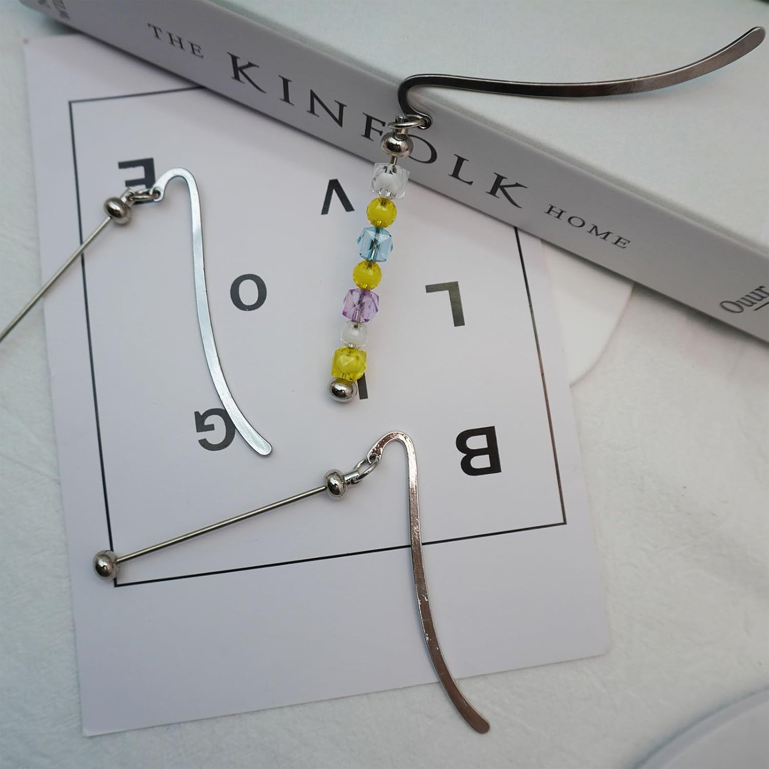 10 Packs Beadable Bookmarks with Blank Bar Bulk Metal DIY Bookmark for Beads Jewelry Pendants Charms Beading Marks Craft Book Lovers Office Supplies (Silver) - Image 4