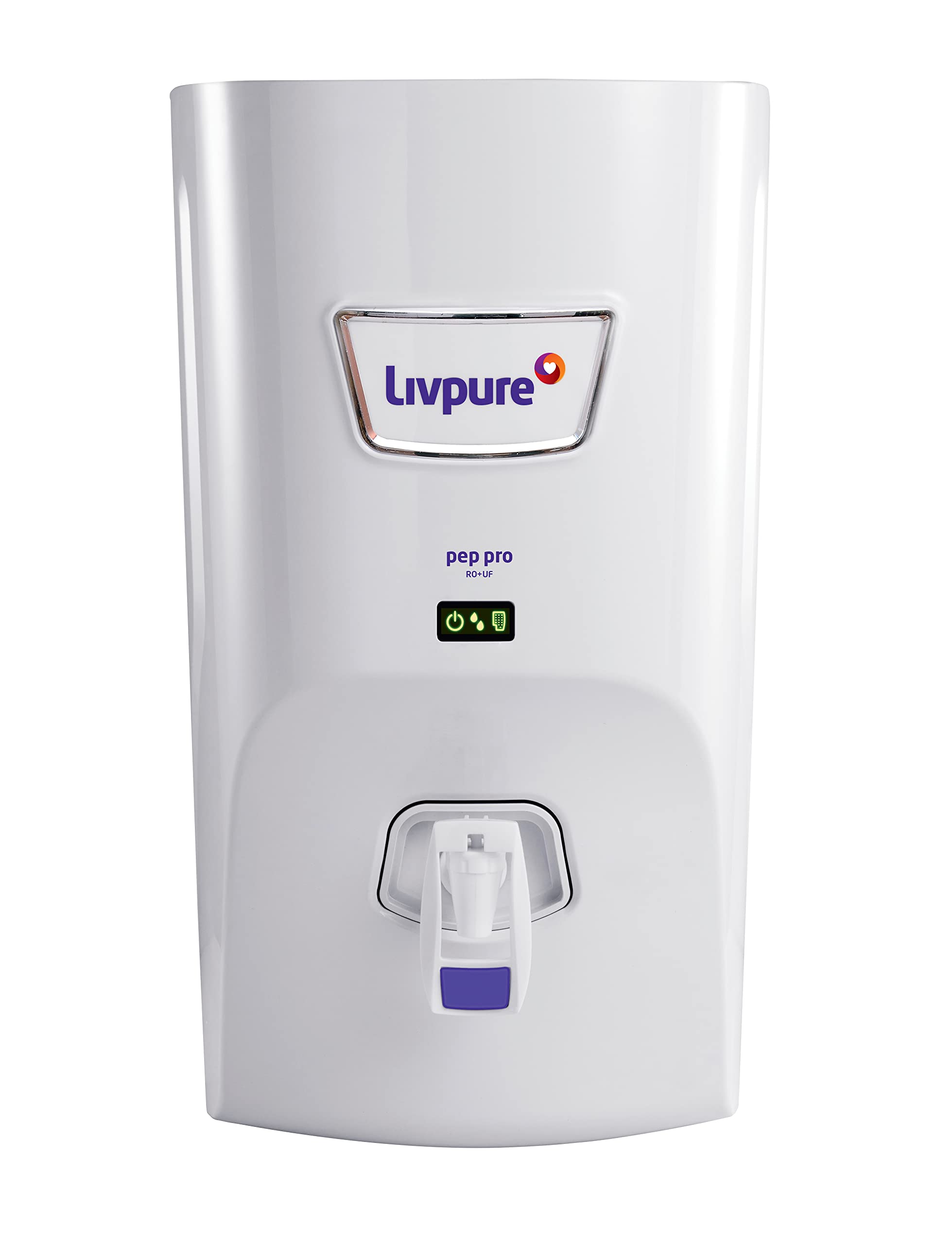 Livpure Pep Pro RO+UF+Pre-Activated Carbon Adsorber+Post Carbon Filter, 7 L Storage, Water Purifier for home, (White), Suitable for Municipal, Tanker, Borewell water