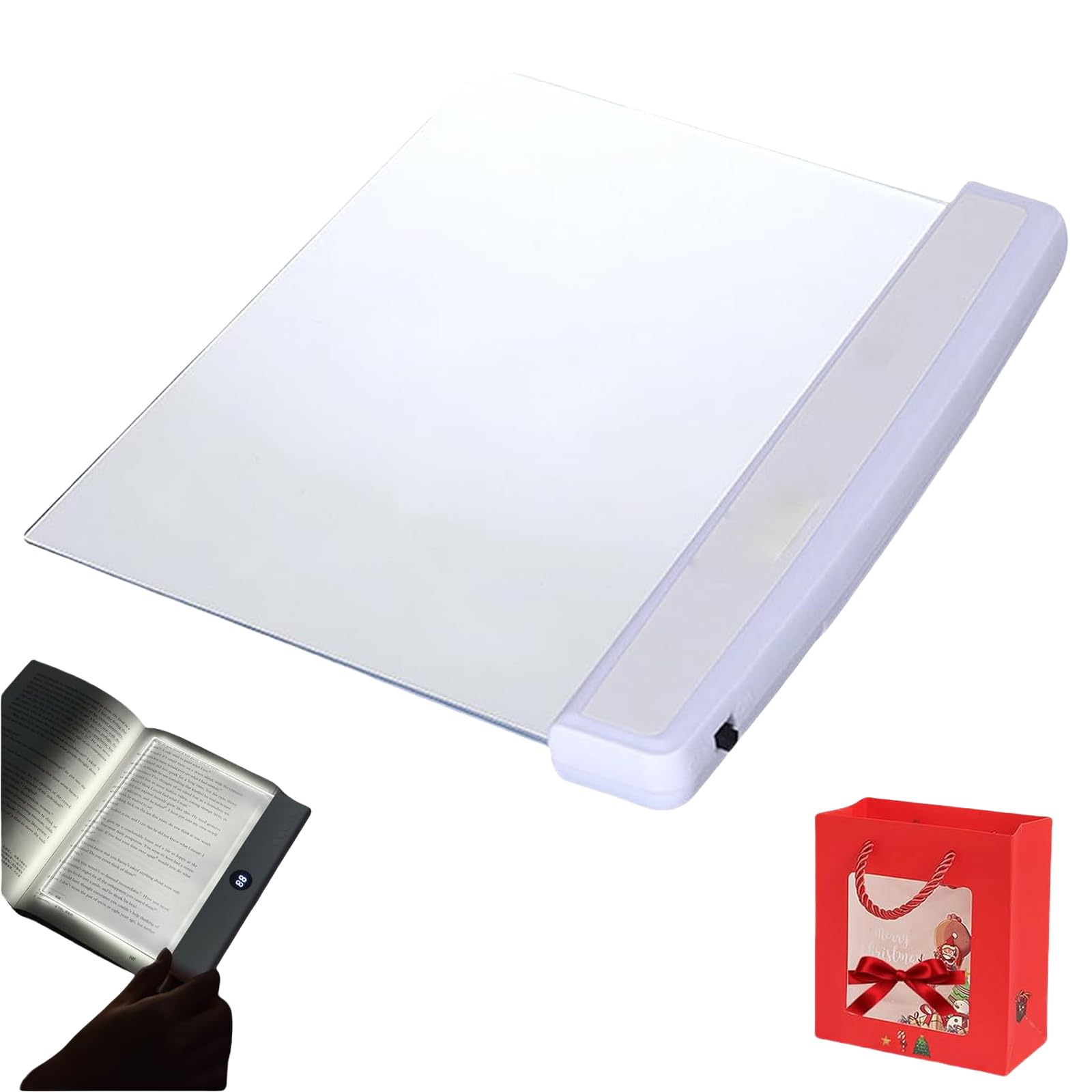 Multifunctional LED Flat-Panel Night Vision Reading Lamp, Reading in Bed at Night Booklights, Clear Book Full Page Light, for All People Night Reading (White)