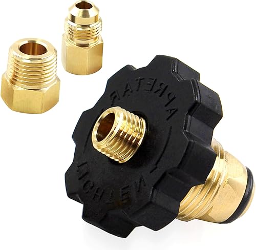 MENSI Adaptador de tanque de gas propano POL de nariz suave, válvula de enchufe de flujo completo para tanque de 50 libras con destello macho de 38