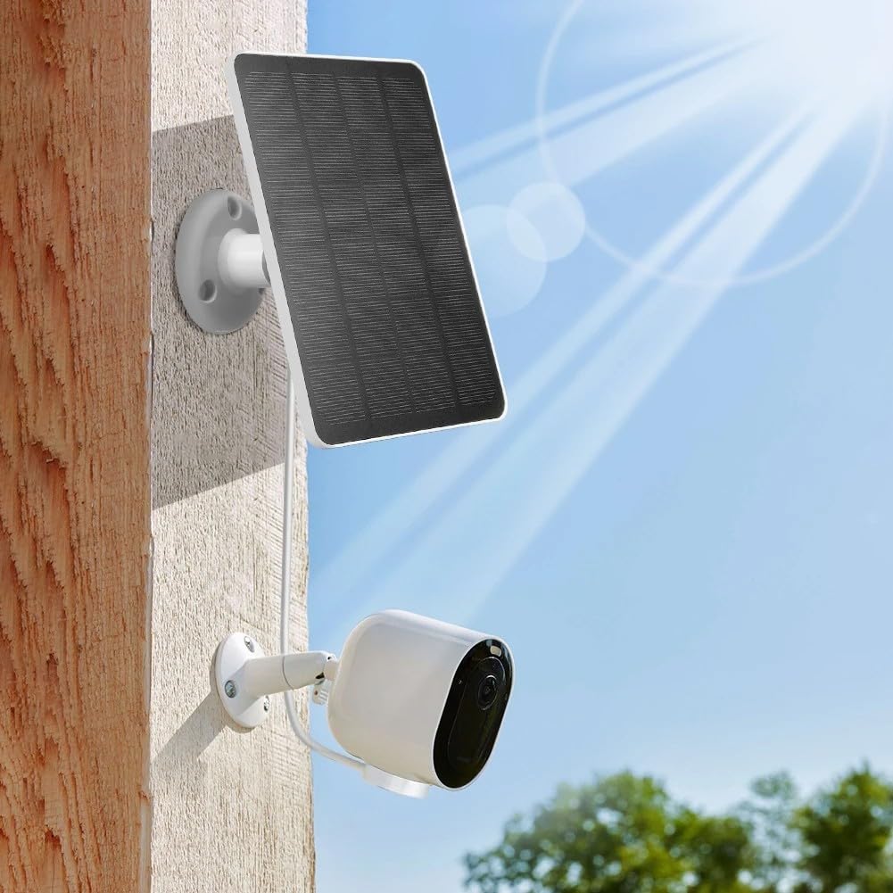 Pannello solare per fotocamere Arlo Pro 5S/4/3 Ultra/Ultra 2, per 10 W 5 V IP65 impermeabile, silicone monocristallino ad alta efficienza, supporto regolabile a 360°, cavo da 3 m (bianco)