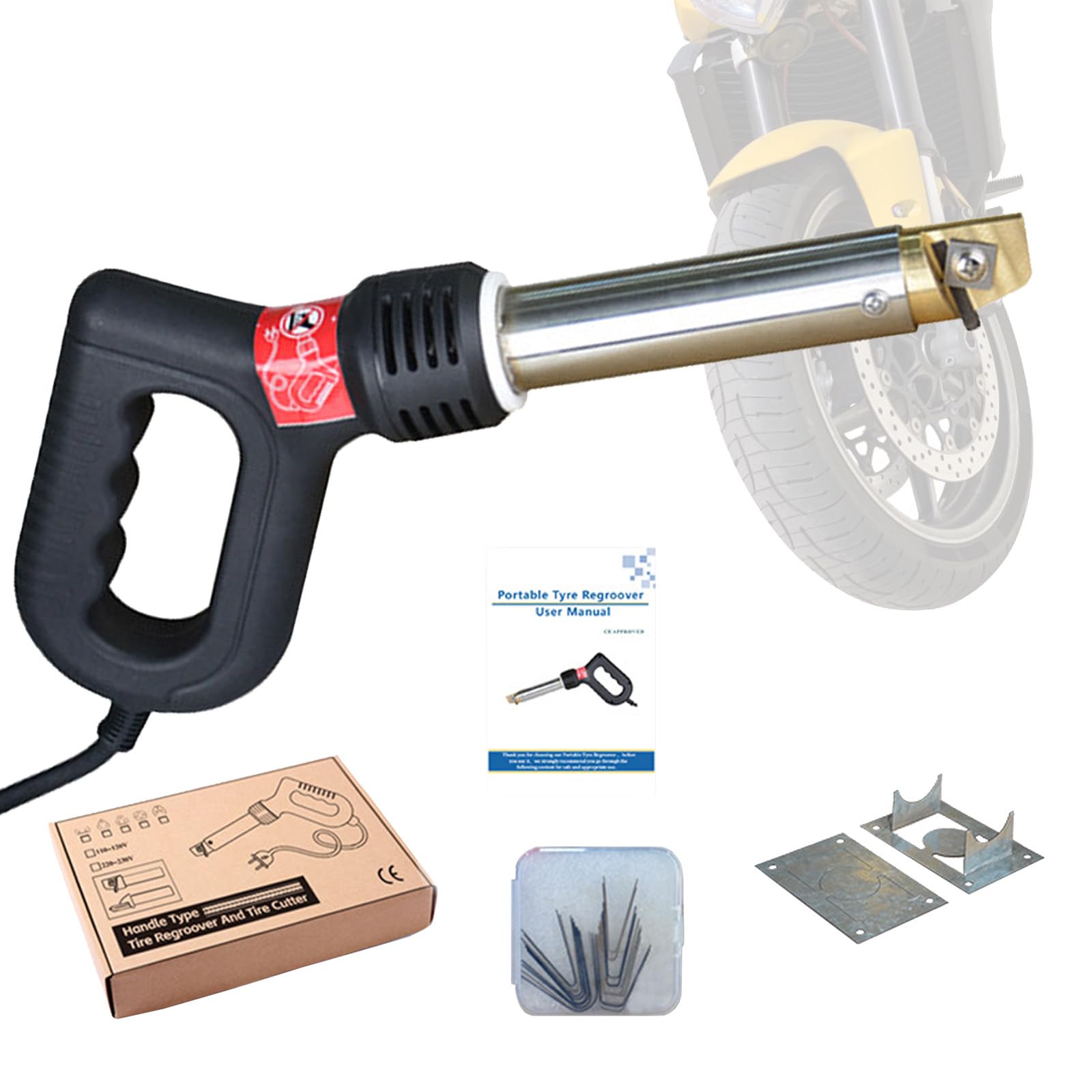 Herramienta eléctrica para ranurar neumáticos de Motocicleta, máquina portátil de 300 W con 10 Cuchillas para neumáticos de Furgonetas y Camiones, ranuradora de neumáticos