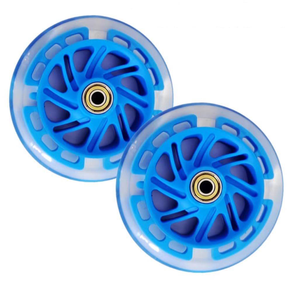 2 Pack 120mm Scooter Wheels Replacement For 3-wheeled Kid Scooter Bearings Blue