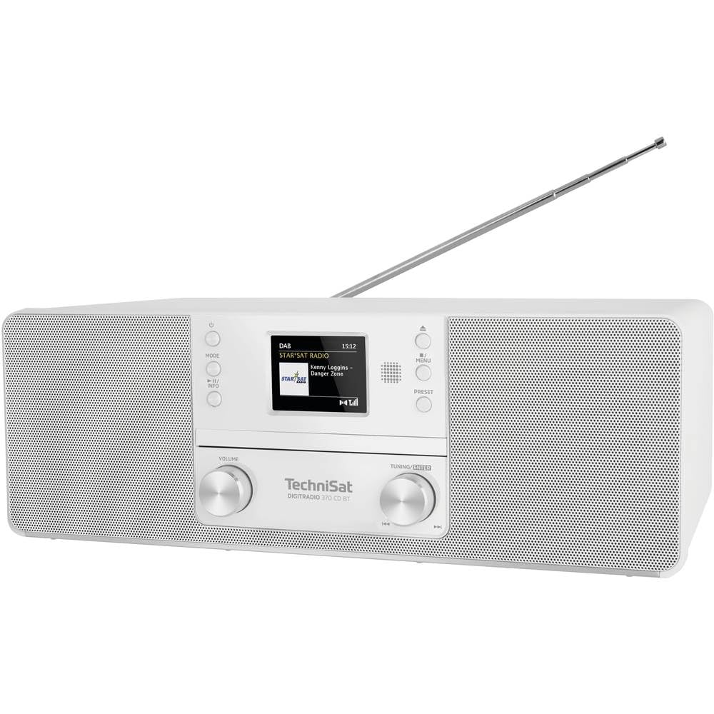 TechniSat DIGITRADIO 370 CD BT - Radio numérique stéréo (Dab+, FM, Lecteur CD, Bluetooth, écran Couleur, USB, AUX, Prise Casque, Installation compacte, réveil, 10 Watts, télécommande) Blanc