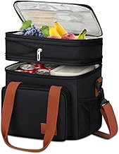 NUBILY Lunch Bag for Women Men Insulated Lunch Bags Leakproof Thermal Lunch Box for Adult Expandable Large Lunch Bag Reusable Cooler Meal Prep Mens Womens Lunch Bag for Work Picnic Travel Double Deck