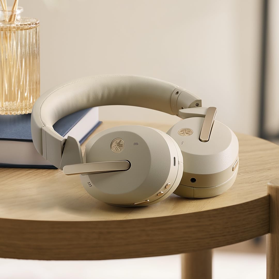 Yamaha YH-E700B Kabellose Over-Ear-Bluetooth-Kopfhörer mit 32 Stunden Akkulaufzeit und Active Noise Cancelling – In Beige