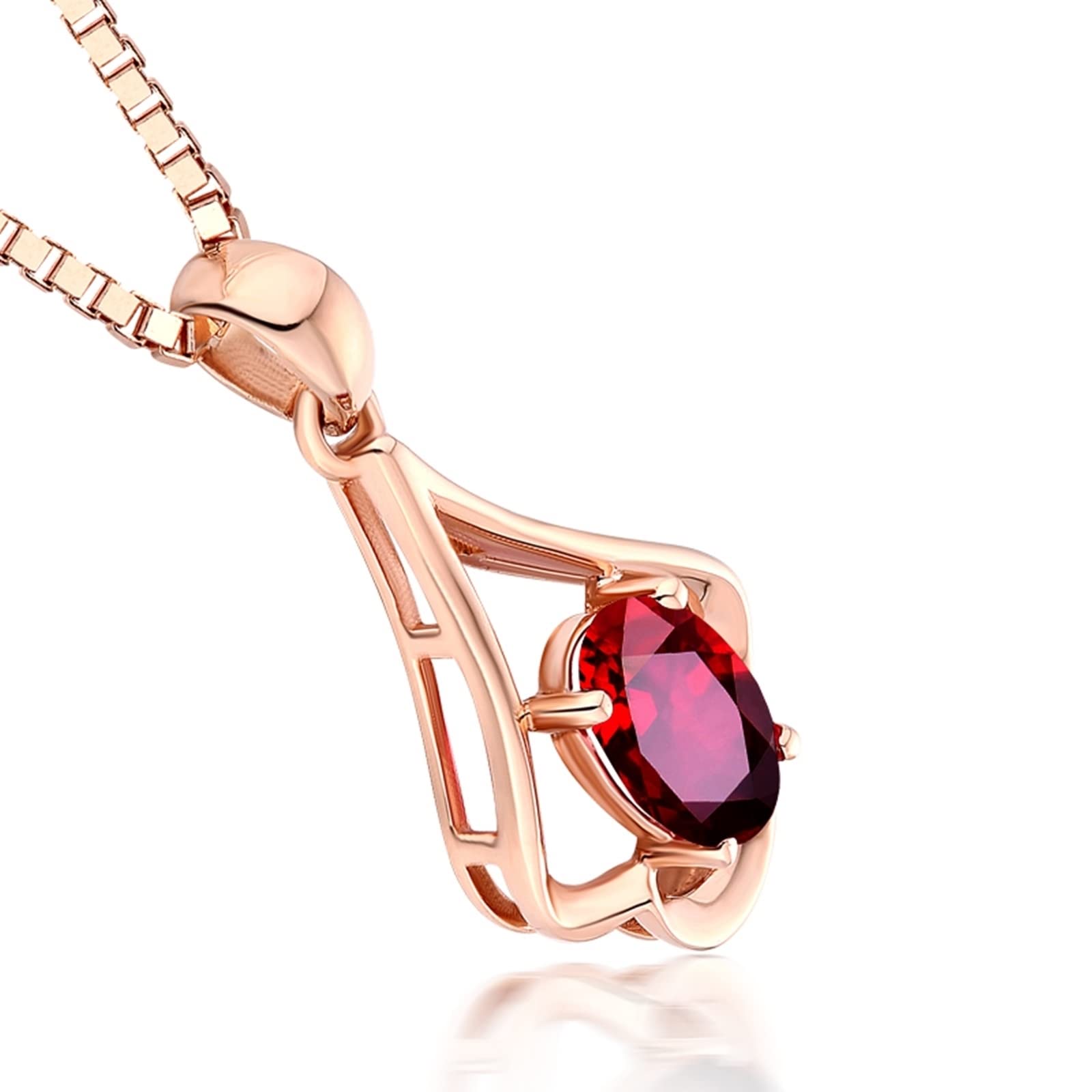 Cadena Collar, Collares Verano Oro Rosa 18 Quilates Flor con Rubí 1.2ct Regalo de San Valentín Collar Fino para Mujer, Oro Rosa, Gold