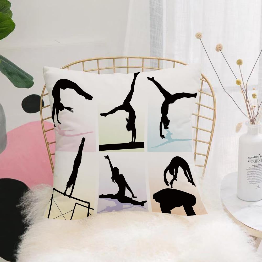 HYMSXW Cushion Cover,Throw Pillow Case Home Decorative for Living Room Bedroom Sofa Chair 20X20 Inch,illustration of several gymnastic moves in pastel colored boxes.,Pillowcase 50X50cm