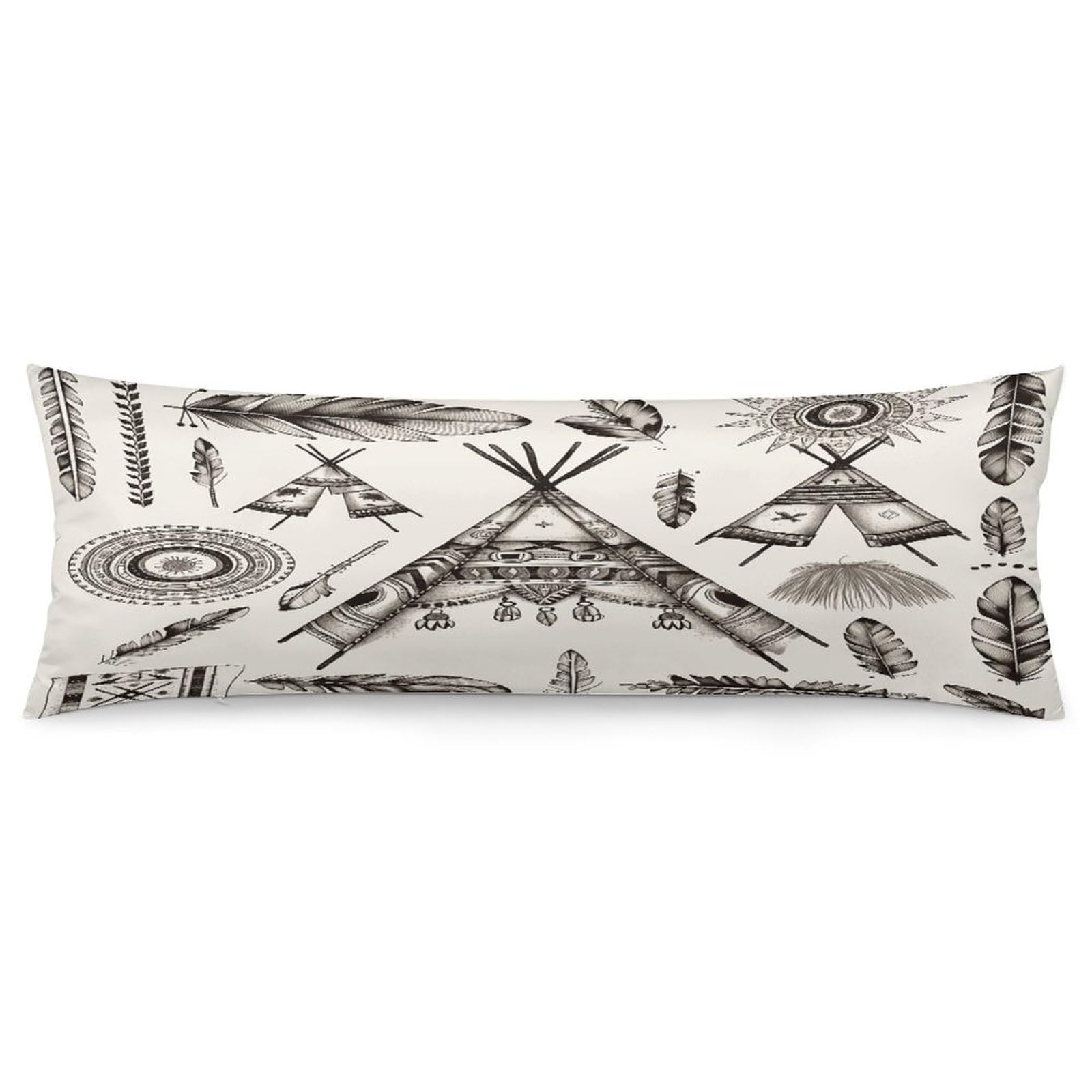 Feather Head Band Teepee Tent Throw Pillow Cover Soft Pillow Case Decorative Lumbar Pillow Cover Cozy Throw Pillowcase Polyester Rectangular Cushion Case Decor for Couch Sofa Bed
