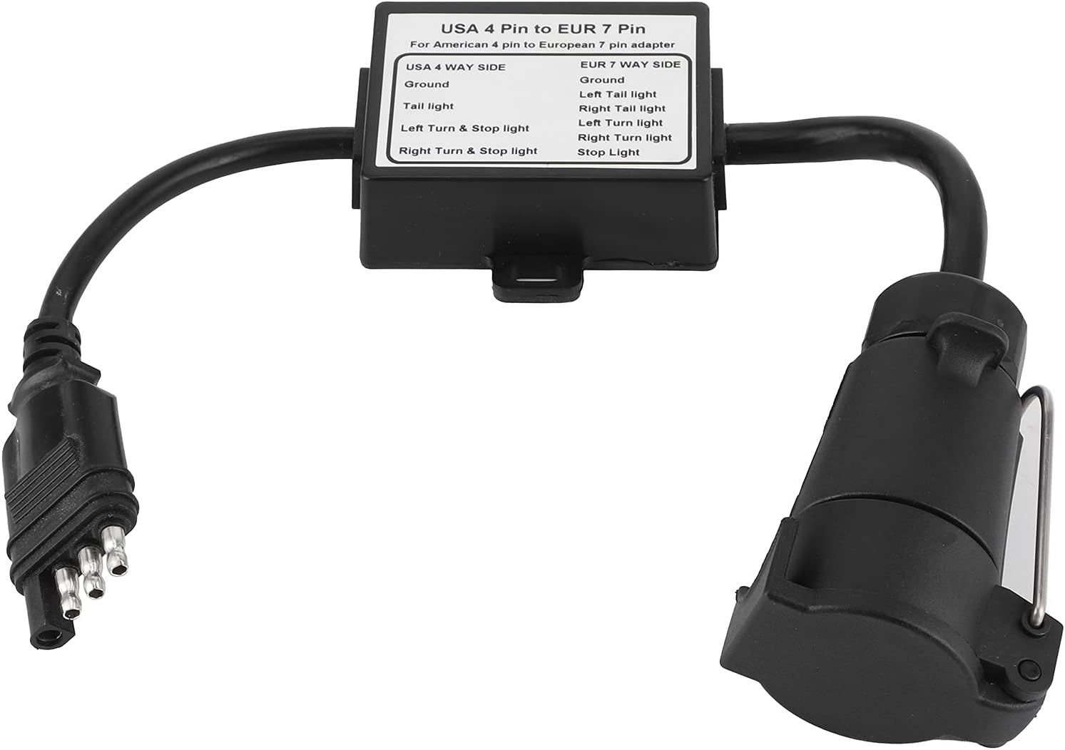 EBTOOLSTrailer Adapter Plug, 4 Pin to 7 Pin Trailer Adapter, Ideal Electrical Solution for US Vehicle to European Trailer Towing, Plug-and-Play Installation, USA