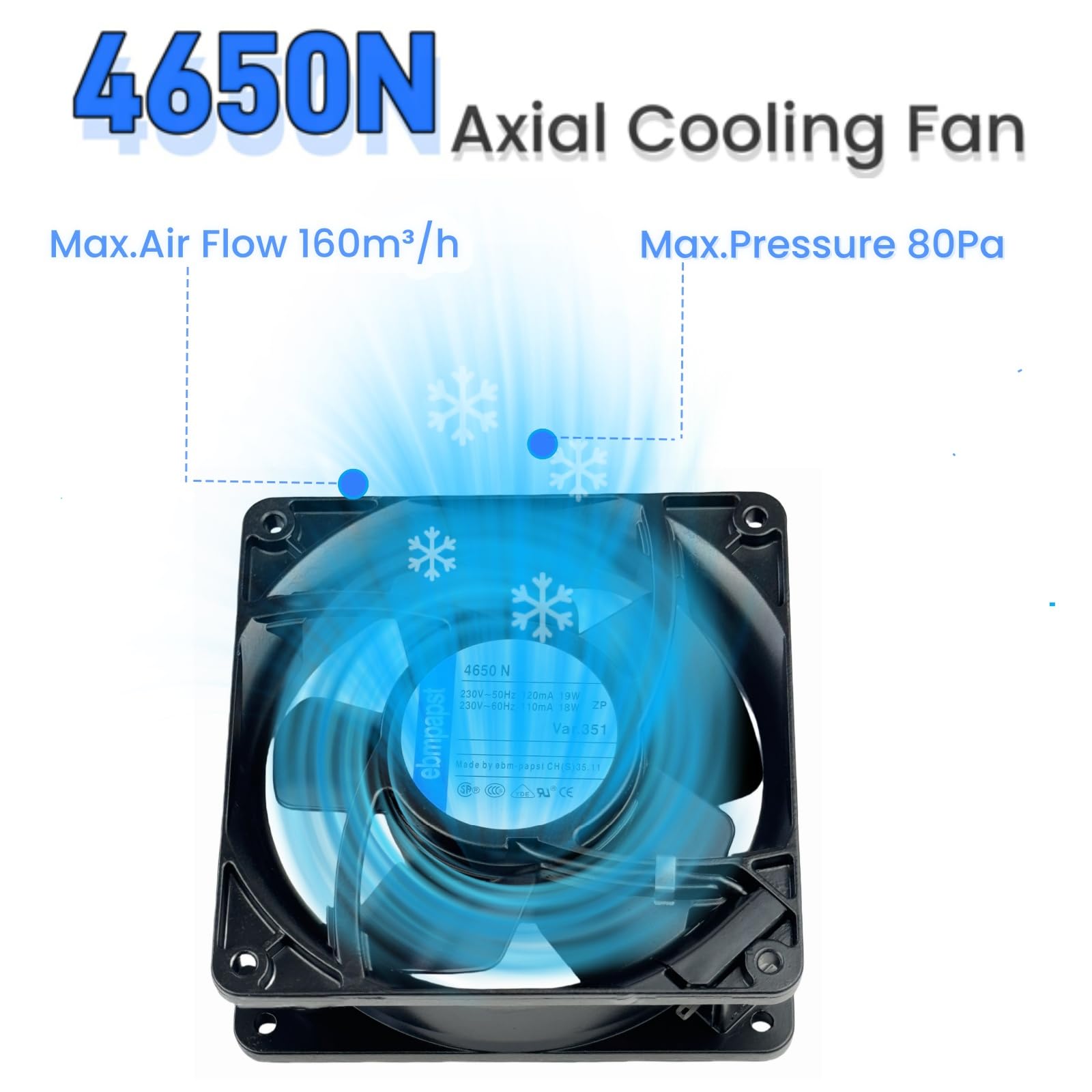 Ebmpapst 4650N Replacement Cooling Fan - 120x120x38mm AC 230V Axial Fan