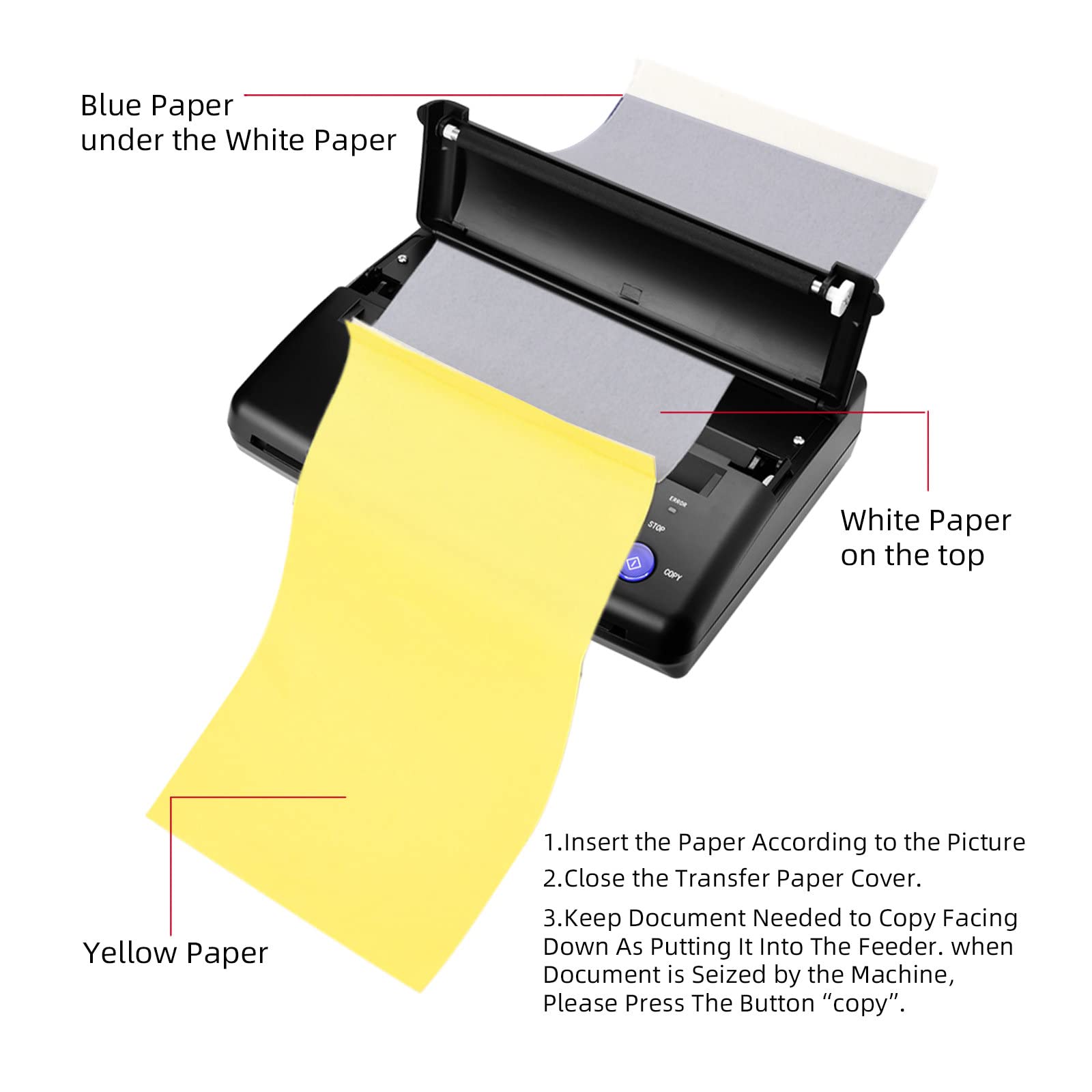 ATOMUS Tattoo Transfer Maschine Copier Thermische Schablone Transfer Maschine Set Temporäre und Permanente Tattoo Lieferungen
