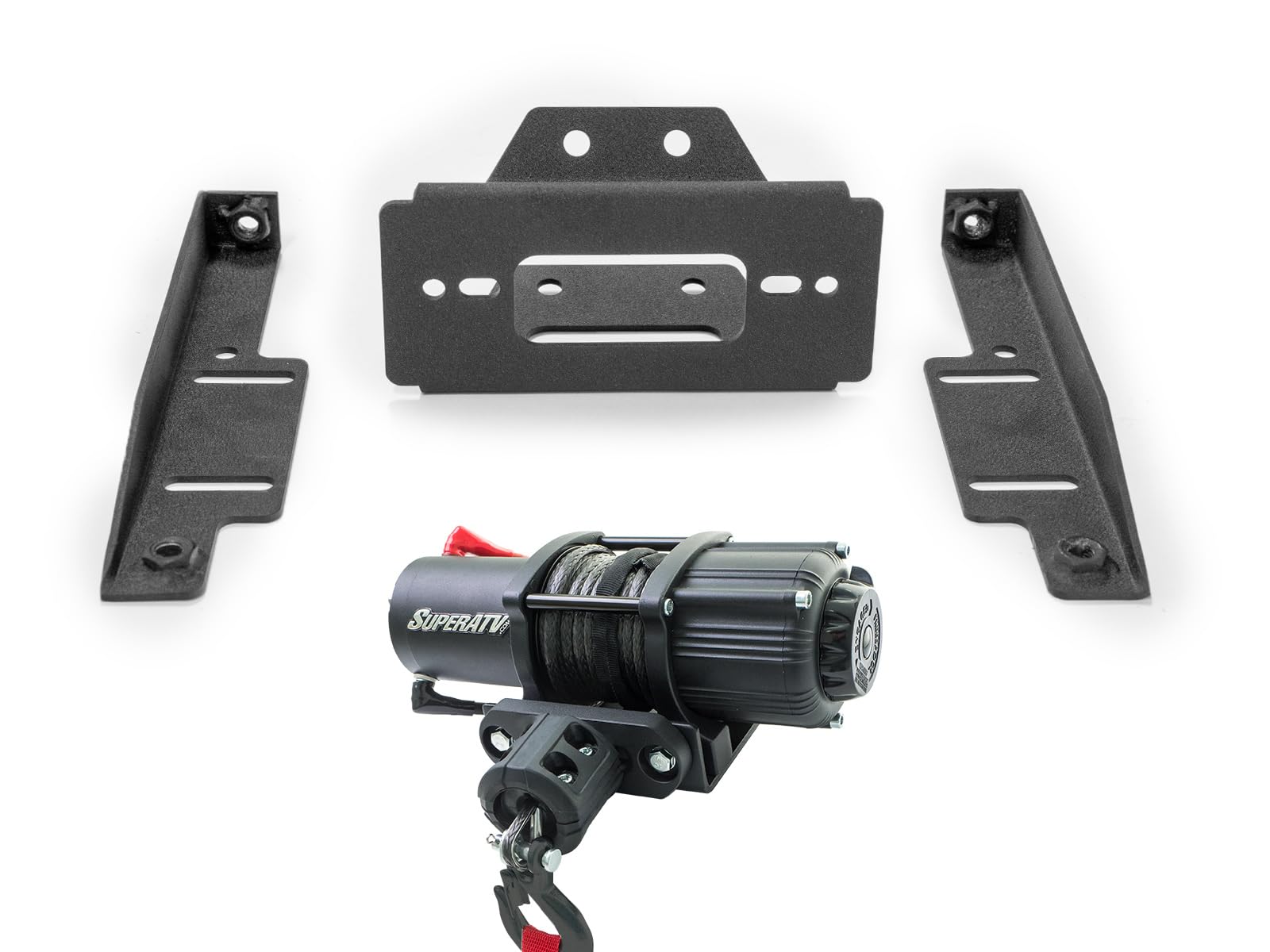 WeiSen Winch Mounting Plate & Bracket Kit For Polaris RZR 570, 800, Trail S (2008-2023) – Heavy-Duty Steel, Black Powder Coat, Fits Standard Winches
